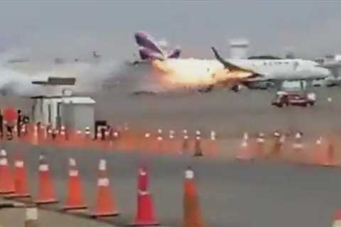 Video: 2 firefighters killed when jet hits airport fire truck in Peru setting plane on fire