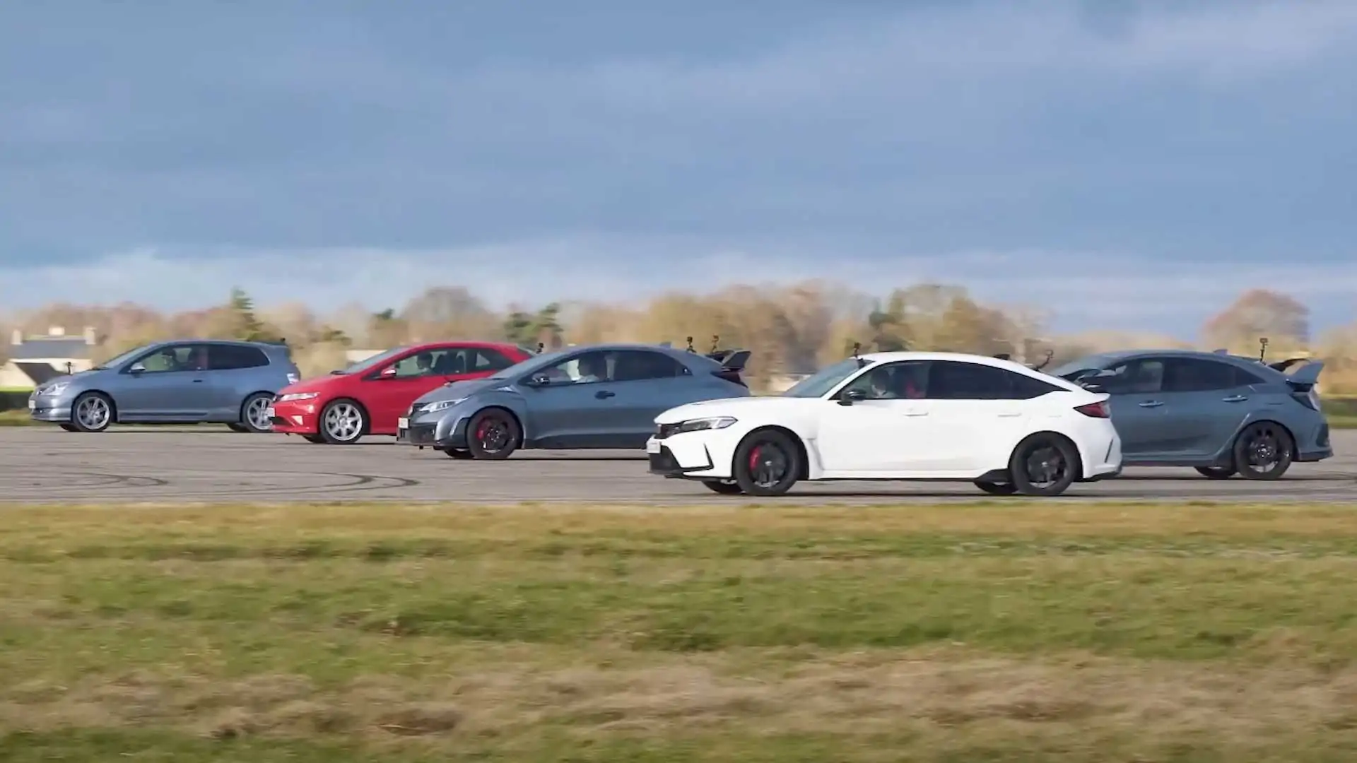Watch Five Generations Of Honda Civic Type R Go Toe-To-Toe In A Drag Race