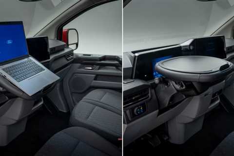 2024 Ford Transit Custom steering wheel converts to desk, table