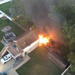 Drone video: Shed and garage fire in Pennsylvania