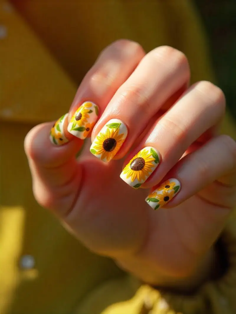 Sunflower Nail Designs: Bright & Trendy Floral Nails - Gloss And Vibes